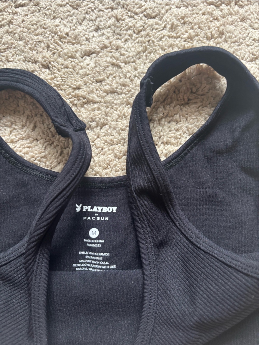 PacSun PLAYBOY Black Ribbed Racerback Crop Tank - Picture 2 of 2